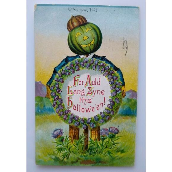 Halloween Green Face Goblin Gottschalk Dreyfuss & Davis Postcard Germany 1909 - Picture 2 of 5